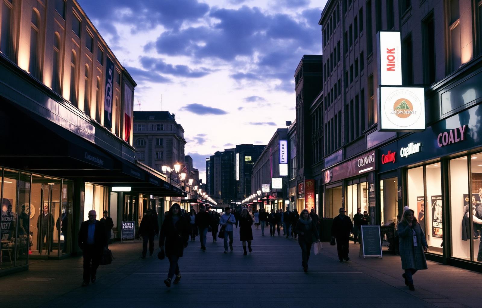Wollongong city street at evening